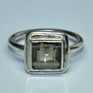 Anillo de Plata de Ley 925 de estilo Vintage hecho a mano con forma cuadrada facetada, piedras preciosas de cuarzo ahumado, regalo de fiesta de compromiso de boda - Product Image 2