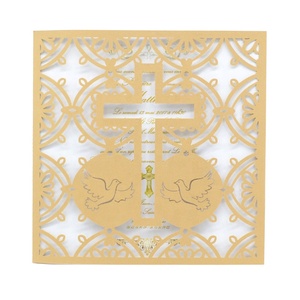 Carta d'invito matrimonio cristiano nuovo prodotto carta di invito a battesimo felice croce carta taglio Laser invito matrimonio - Product Image 2