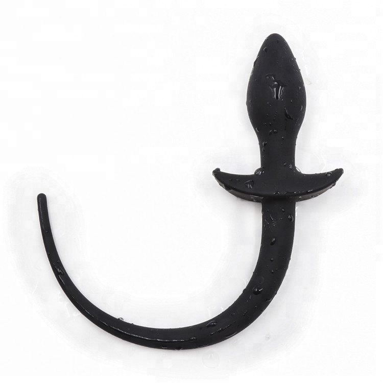 Pur Silicone Anal Plug Queue Noir Long Chien Queue Butt Plugs Balle Dilatateur Butt Plug Gay