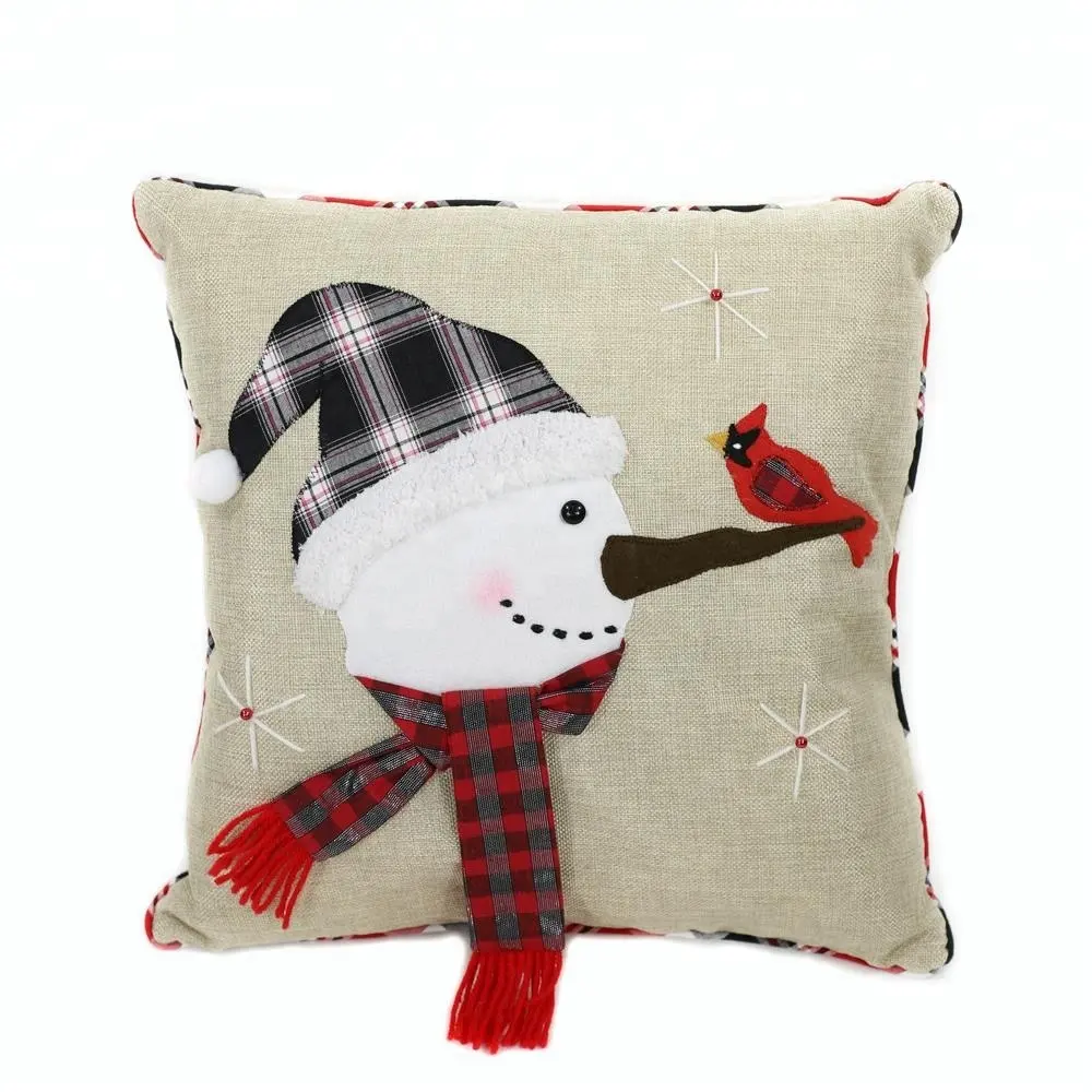 Christmas Home Decoration Snowman Hug Pillow Covers Dyed 1pc/opp Bag Custom Accept Square Picture Plain Handmade 100% Polyester