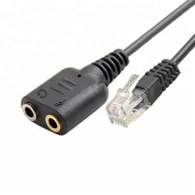 3.5mm Female to RJ9 Male Plug Headset Jack Phone Audio Adapter Cable for Avaya 1600 9600 SNOM Yealink Phones