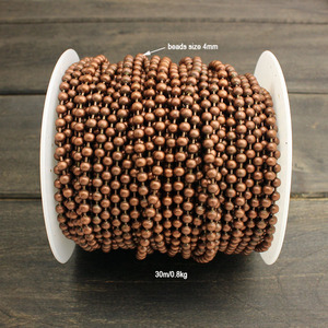 BCL1154 Chunky Unique Antique Tranish <strong>Copper</strong> Bradde <strong>Chain</strong> 4MM Ball Beads Curb Cuban Rolo <strong>Chain</strong> Accessories for Meters - Product Image 1