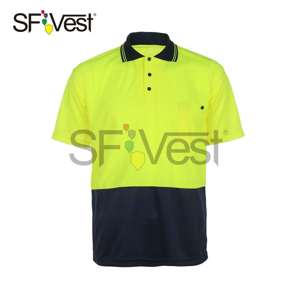 こんにちはvis作業服安全ポロシャツ半袖ドライフィット男性用デイネイビーAS/NZS 4602.1:2011のSPF50のみ使用