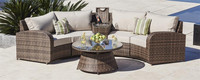 Muebles para fiestas al aire libre en forma de media luna, de mimbre, para jardín, estilo italiano, baratos, 4 asientos