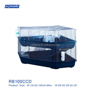 Durevole del Metallo Filo Doppio Angolo Capannoni Del Coniglio Gabbia Coniglio Con Vassoio di Plastica RB100CCD - Product Image 1