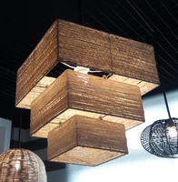 Abat-jour en rotin tressé à quatre couches pour lampes suspendues et plafonniers