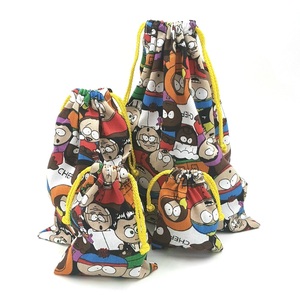 กระเป๋าหูรูดลายแถบกำหนดได้เองโพลีเอสเตอร์/ ไนลอน/ผ้าฝ้ายพิมพ์โลโก้ OEM - Product Image 4