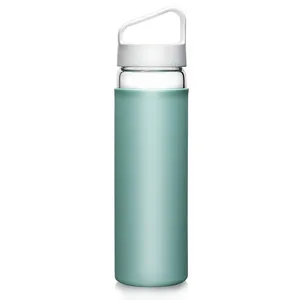 Jiashaihpo05 — bouteille fantaisie géante pour boisson chaude, contenant en verre Borosilicate, avec manches en Silicone et couvercle en plastique, style sport