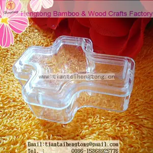 Elegante transparente de plástico de forma de cruz Rosario caja para 4mm cuentas de Rosario caja de pulsera en forma de cruz