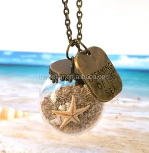 Miniatur Beach Globe Sandsc halen Starfish Beach Halskette Beach Glass chmuck