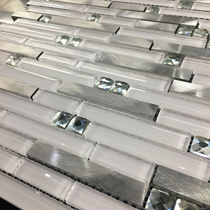Tuiles en bande de verre super <span class=keywords><strong>blanc</strong></span>, aluminium et métal, mosaïque de verre <span class=keywords><strong>miroir</strong></span> diamant - Product Image 3