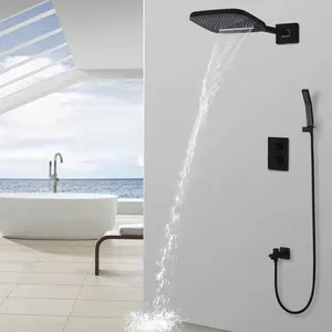 럭셔리 온도 조절 샤워 시스템 욕실 비, 폭포 샤워를 설정/블랙 욕조 샤워 수도꼭지