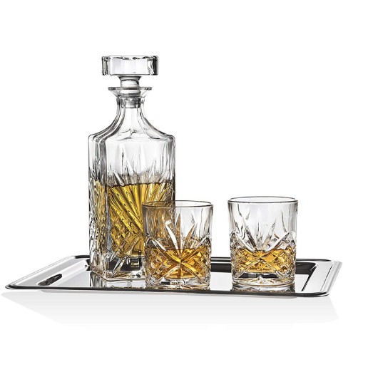 Haonai Crystal Whiskey Decanter And Glasses Bar Set 5pcs Whiskey Decanter Set