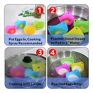 Gobelets pour pocher les œufs, en Silicone, avec supports à anneau intégré, pour la <span class=keywords><strong>cuisson</strong></span> <span class=keywords><strong>au</strong></span> <span class=keywords><strong>micro</strong></span>-ondes ou <span class=keywords><strong>au</strong></span> Stovetop, 2 pièces - Product Image 5