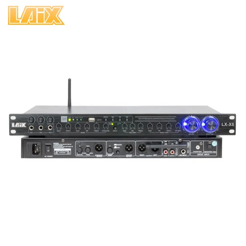 Laix LX-T6 Efek Gema Digital, Efek Gema Karaoke Profesional, Prosesor Suara Multi Effector, Efek Amply Pra Penguat