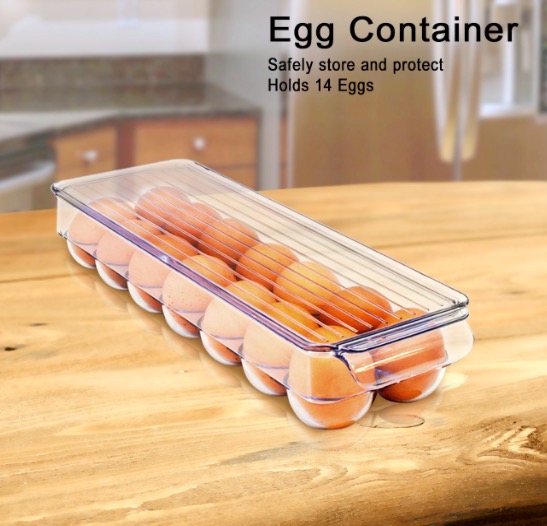 MAI USATO]Set Di 6 Contenitori Per Frigorifero Con Manici, Robusti E Trasparenti Organizzazione Per Cucine Frigoriferi Armadi Bagni Senza Bpa 24 X 13 X 115 Cm 87700785