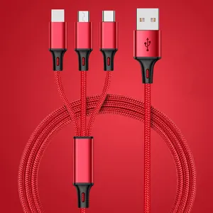 מפעל מחיר 3 ב 1 USB טעינת כבל עבור סוג-c אנדרואיד usb מהיר מטען כבל נייד טלפון tablet טעינת כבל