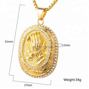 Commercio all'ingrosso in acciaio inox oro sforzo <span class=keywords><strong>insieme</strong></span> pregando mani ciondolo religioso - Product Image 2