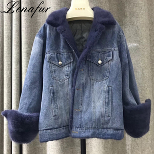 Delle donne Breve Denim Dei Jeans di Stile Reale del <span class=keywords><strong>Visone</strong></span> Giacca di Pelliccia Giù, di Lusso Pelliccia di <span class=keywords><strong>Visone</strong></span> Parka in Inverno - Product Image 5