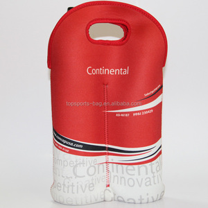 Borsa Tote per bottiglia di vino/acqua in Neoprene da 2 bottiglie isolata all'ingrosso di sublimazione rossa - Product Image 2