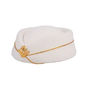 定制标志高品质羊毛毛毡冬季时尚白色航空女主人帽子和帽子
