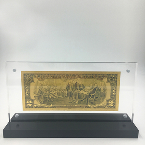 Amerika tarzı 24K altın folyo değil para 2 abd doları banknot akrilik çerçeve standı ile hediyeler için - Product Image 2