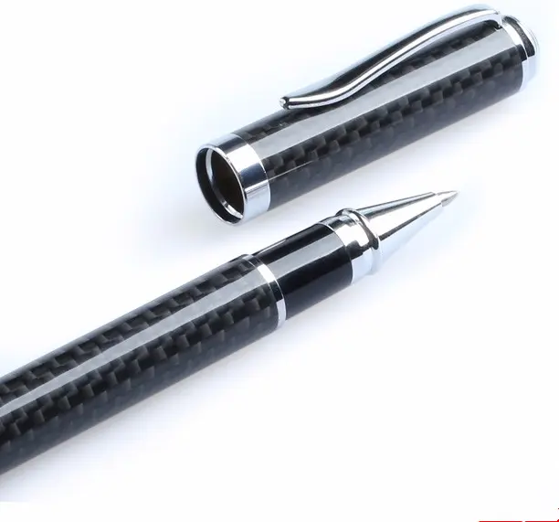 Karbon Fiber Tükenmez Kalem Seti-Metal Geri Çekilebilir Kalem Ucu ile Siyah Mürekkep, için Mükemmel hediye Erkek ve Kadın