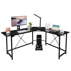 Wooden <strong>Cheap</strong> Reversible L Shaped <strong>Desk</strong> Black Modern Home <strong>Office</strong> Corner 3-Piece L-Shape Computer <strong>Desk</strong> with Reversible Tabletop - Product Image 1