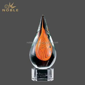 Custom Orange Cream Art Glass Award Trophy Personalized Souvenir Gifts