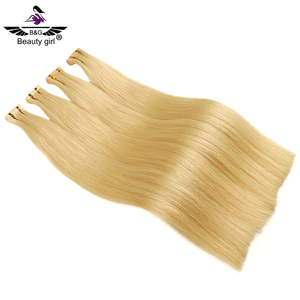 Kuwait salon best quality double drawn blonde <span class=keywords><strong>color</strong></span> 613 virgin European invisible tape hair extension capelli umani - Product Image 6