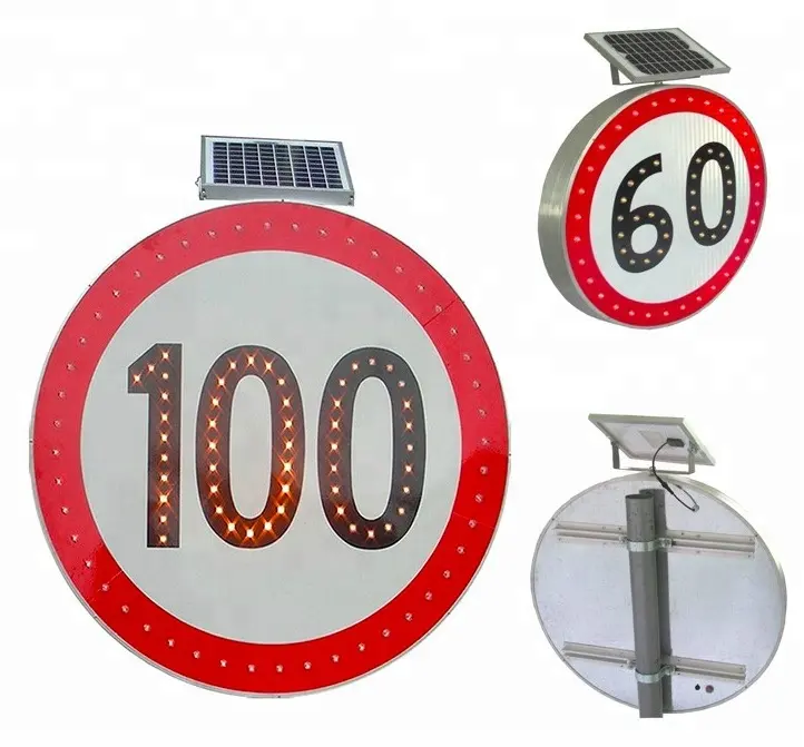 Zonnepaneel Aangedreven Oem Hoge Manier Outdoor Straat Road Knippert Reflecterende Veiligheidswaarschuwing Boards Licht Solar Led Traffic Sign