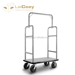 LAICOZY <strong>Hotel</strong> Stainless Steel Baggage Trolley Lobby <strong>Luggage</strong> <strong>Carrier</strong>