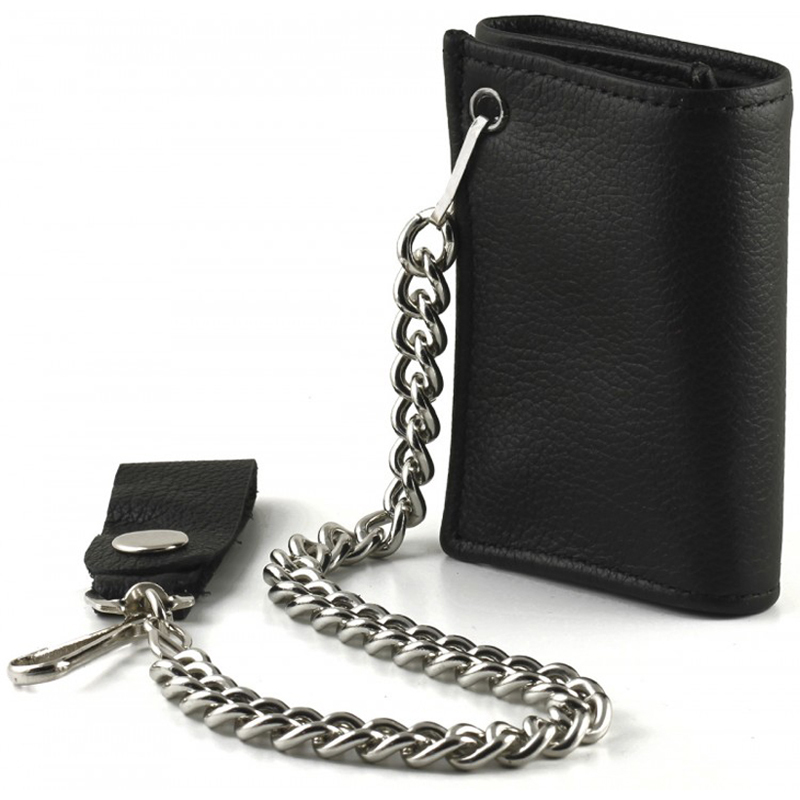 Portafoglio A Catena Lunga In Vera Pelle Hunter Per Uomo, Con Blocco RFID, Pieghevole, Marrone, Leatherboss