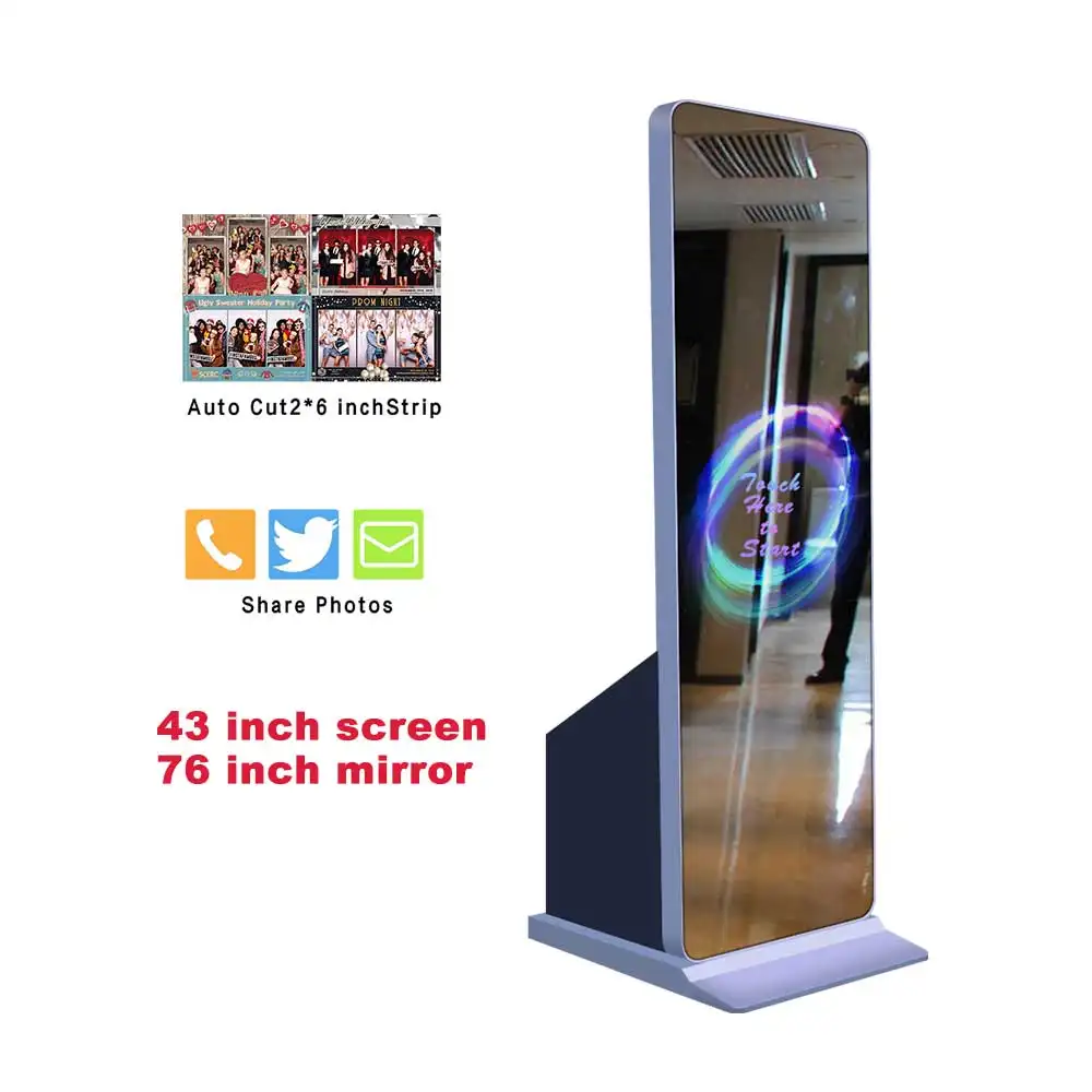 43 zoll display bildschirm 76 zoll spiegel bereich mobile photo booth, für jede wichtige gelegenheit