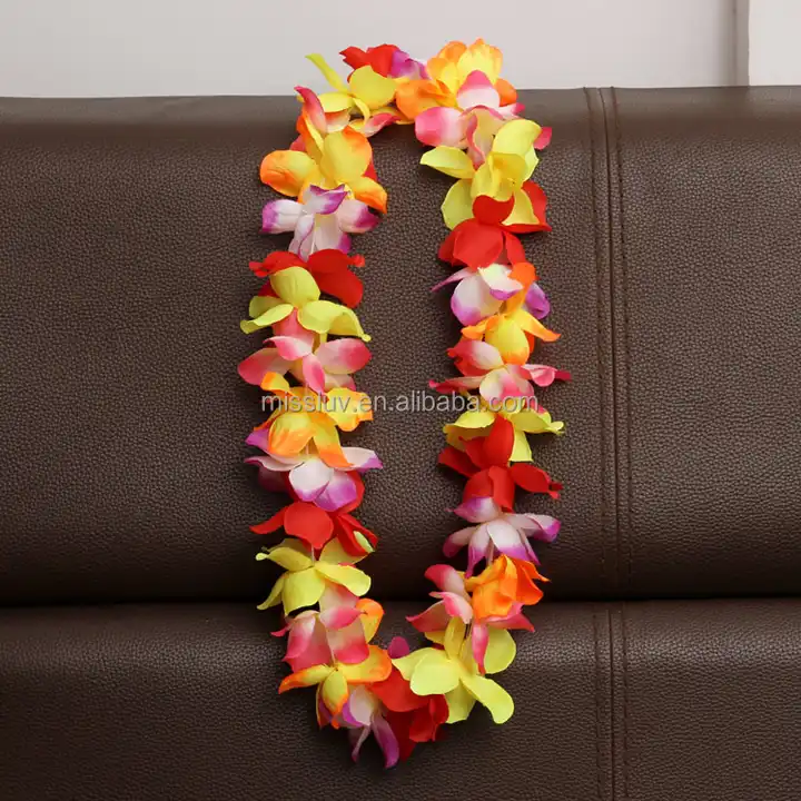 Yellow Tropical Hawaiian Flower Lei | Yellow Lei Costume Accessory