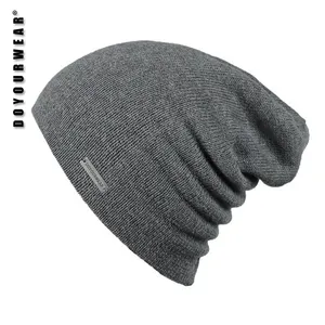 Topi Beanie Rajut Wol Merino Logo Logam