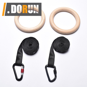 Juego de anillos de gimnasia de madera para gimnasio con correas de mosquetón ajustables para anillos de ejercicio antideslizantes - Product Image 2