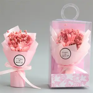 Caja de regalo de flores secas para el Día de San Valentín, V-1238 Ins, Baaysbreath Lagurus