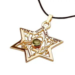 Yiwu Aceon Религиозные ювелирные изделия из нержавеющей стали Золотая Звезда shema Израиль пятиконечная подвеска