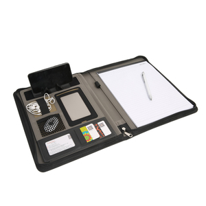 Beste Kwaliteit A4 Lederen Pu Rits Portfolio Business Bestandsmap, Groothandel Portfolio Padfolio Met Telefoon