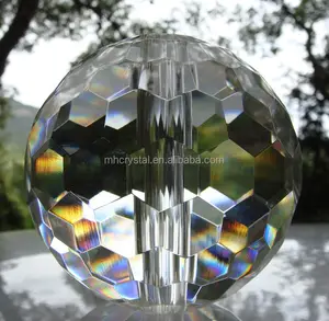 Clear Solid faceted Crystal Ball with hole MH-Q0119