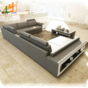 Sofá de Cuero Genuino en Forma de U para Sala de Estar, Diseño Moderno, Muebles para el Hogar, <span class=keywords><strong>Divani</strong></span> Moderni, <span class=keywords><strong>Hotel</strong></span> de Lujo - Product Image 4