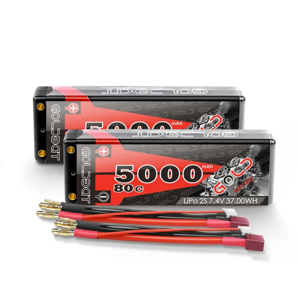 Batteria Ai Polimeri di Litio ad alta Capacità All'ingrosso 80C 2S 7.4V 5000mah Caso Duro Lipo RC Batterie Per Auto Pacchetto