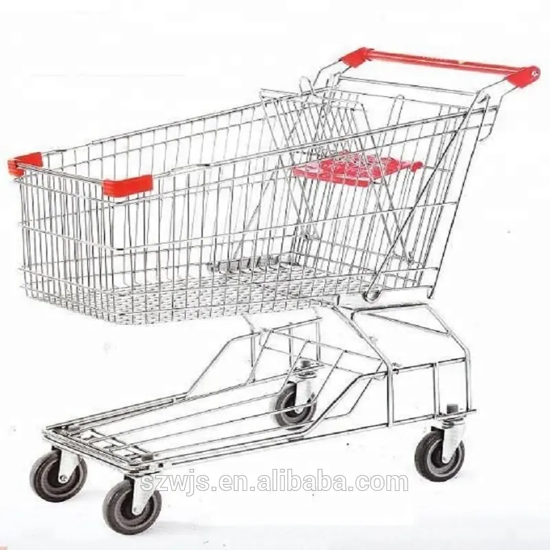 Chariot de supermarché en métal, chariot de supermarché, pour les courses, à quatre roues, bon prix,