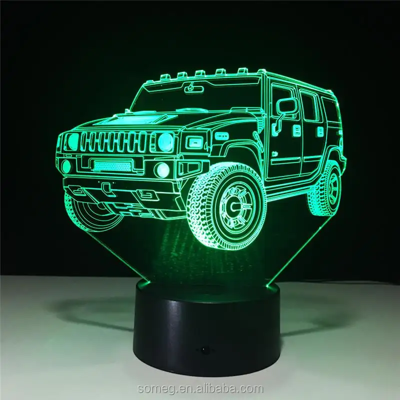 Weltweit Drop Ship Neuheit Geschenke Coole SUV Auto Fahrzeug Form 3D 7 Farben ändern LED Nacht lampe Schreibtisch Tisch dekoration Lichter