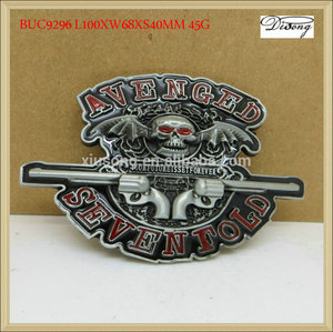 buc9296 avenged del cráneo por siete pistola de vaquero del oeste de la hebilla del cinturón - Product Image 1