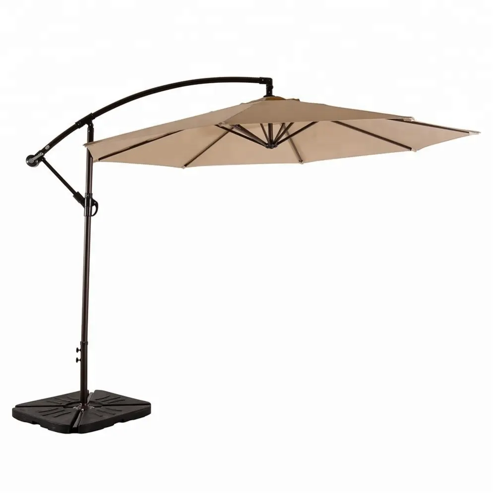 Grand Patio Deluxe Cong Nhôm Offset Umbrella Patio Cantilever Umbrella Với Cơ Sở