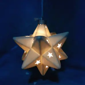 Ceramic hanging hollow christmas star with LED light