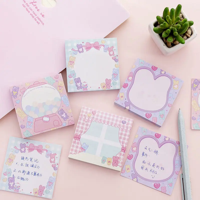 Ins pink girl sweetheart candy note book student message sticky note paper creative N times notes memo pad custom printing