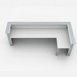 Chất Lượng Cao Nhôm Khung Glass Panel Kích Thước Tiêu Chuẩn L Shape Counter Salon Sử Dụng Thường Vụ Trắng Hiện Đại Văn Phòng Tiếp Nhận Bàn - Product Image 3